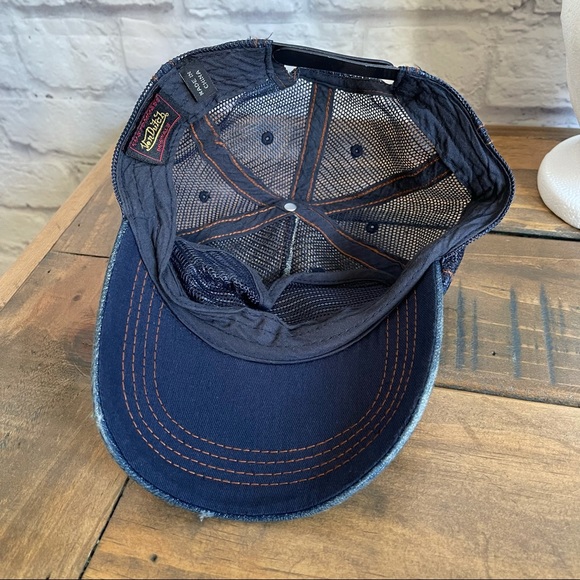 VON DUTCH Kustommade Originals NWOT Denim Jean Distress Trucker Snapback Cap Hat - Picture 10 of 12